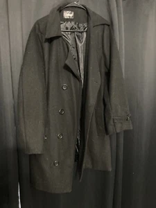 Alpine Swiss Wool Blend Double Breasted Casual Jacket Peacoat Pockets Gray Sz L - Picture 1 of 5