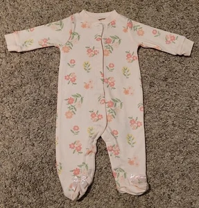 Mikey & Lottie Baby Girl Pink Floral Sleeper sz 0-3 months - Picture 1 of 4