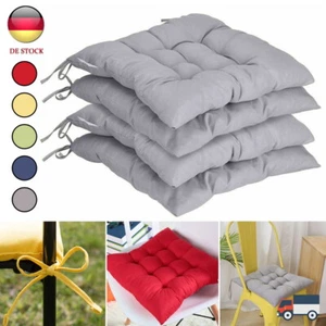 16er Set Stuhlkissen Sitzkissen Sitzpolster 40x40 cm mit Bändern Outdoor Indoor - Bild 1 von 16