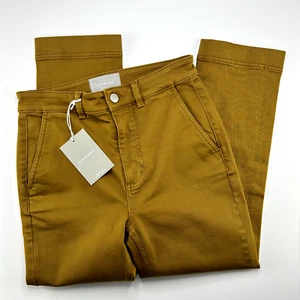 Everlane Damen 4 The Cropped Slim Short High Rise Hose Gold Senf Braun - Bild 1 von 17