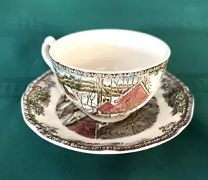 Set tazza da tè e piattino piatto Johnson Bros vintage villaggio amichevole casa di ghiaccio Inghilterra - Foto 1 di 9