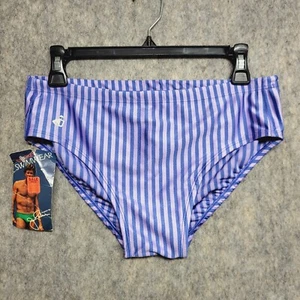 Jockey Swimwear Mens Large Purple Striped Jim Palmer Vintage NWT USA Made - Picture 1 of 9