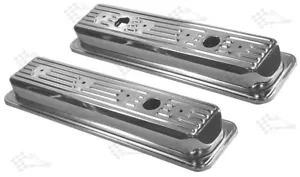 Chrome Valve Covers - SB Small Block Chevy 305-350 - 1987 Up - OEM Style 2-3/8" - Picture 1 of 1