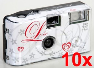 10 Hochzeit Einwegkameras festes schickes Gehäuse "Liebe" Einwegkamera 03/2023