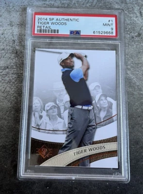2014 SP Authentic Golf #1 Tiger Woods PSA 9 Mint (1) - Image 1 of 2