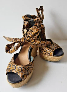 UGG Australia Womens size 8 Brown Lucianna Marrekech Strap Heel Wedges MUST SEE - Picture 1 of 6