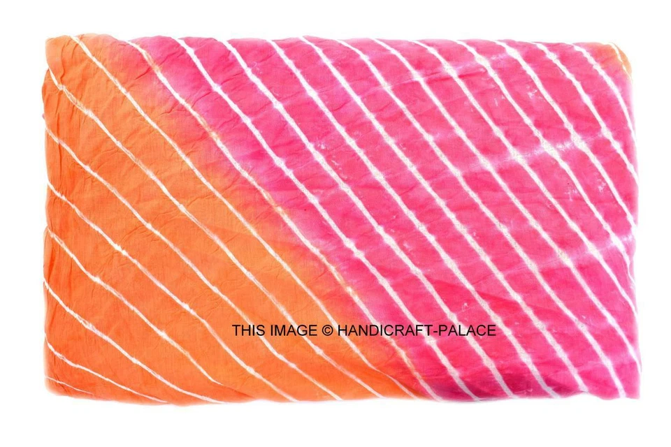 Tie Dye Lahariya Print 100% Pure Cotton natural color Running 25 fabric Indian - Image 1 of 3