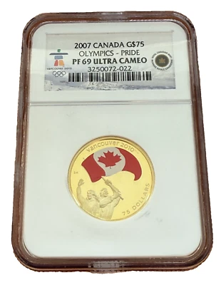 Canada 2007 Gold 75 Dollars $75 NGC PF69UC Olympics - Pride - Image 1 of 2