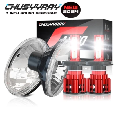 Par de faros LED redondos de 7" pulgadas sellados para Chevy C10 1967-1972 Foto 1 de 4