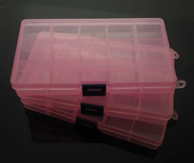 Paquete de 3 tornillos para joyero contenedor de almacenamiento de cuentas de plástico transparente - rosa Foto 1 de 4