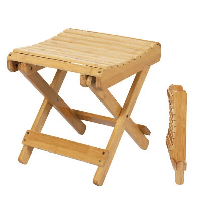 Bambus Klapp Hocker eckig natur - 31x28 cm - Falt Sitz Gäste Deko Stuhl klappbar - Bild 1 von 4