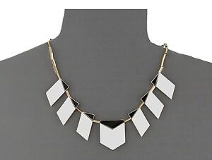 NEW HOUSE OF HARLOW 1960 STATEMENT MODERN MOTIF WHITE PENDANT NECKLACE