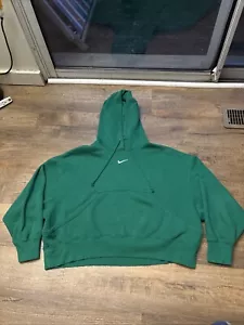 Nike Women's Phoenix Fleece Cropped Oversized Pullover Hoodie DQ5858-365 Green M - Picture 1 of 7