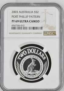 2003 Australia Port Phillip Pattern S$2 Dollar Silver Proof Coin NGC PF 69 UC - Picture 1 of 6