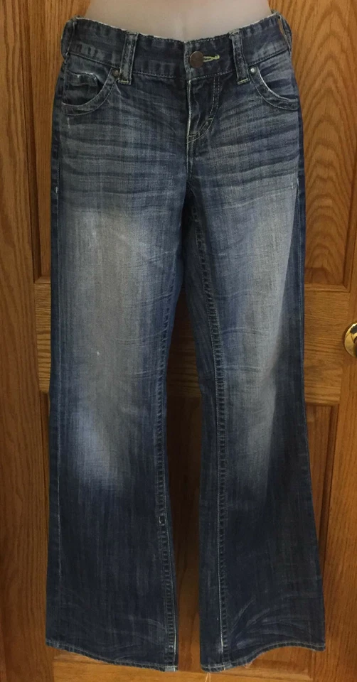 Jean Maurice's Azul Envejecido Usado Ashlyn Acampanado Bootcut Pierna Para Mujer Talla 3 4 Foto 1 de 4