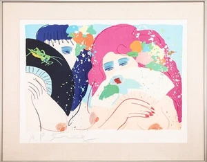 Walasse Ting Ladies with Fans Signed Modern Fauvist Lithograph on Paper A.P 1980 - Picture 1 of 8