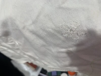 Cream Colored Stretch Knit Cotton Fabric With Eyelet Print 25“ X 54“ - Image 1 of 3