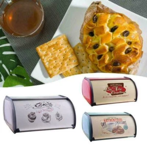Retro Style Metal Bread Bin Box Kitchen Food Storage Loaf Vintage Kitchen New - Picture 1 of 17