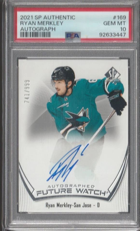 Ryan Merkley - 2021-22 SP Authentic Future Watch Auto /999 RC #169 - PSA 10! - Image 1 of 1