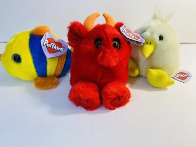 1990s Puffkins Plush Lot Of 3 Red Jules And Peeps NOS NWT - Image 1 of 4