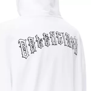 BALENCIAGA 2018 black Gothic Tattoo logo embroidery white cotton hoodie S - Picture 1 of 11
