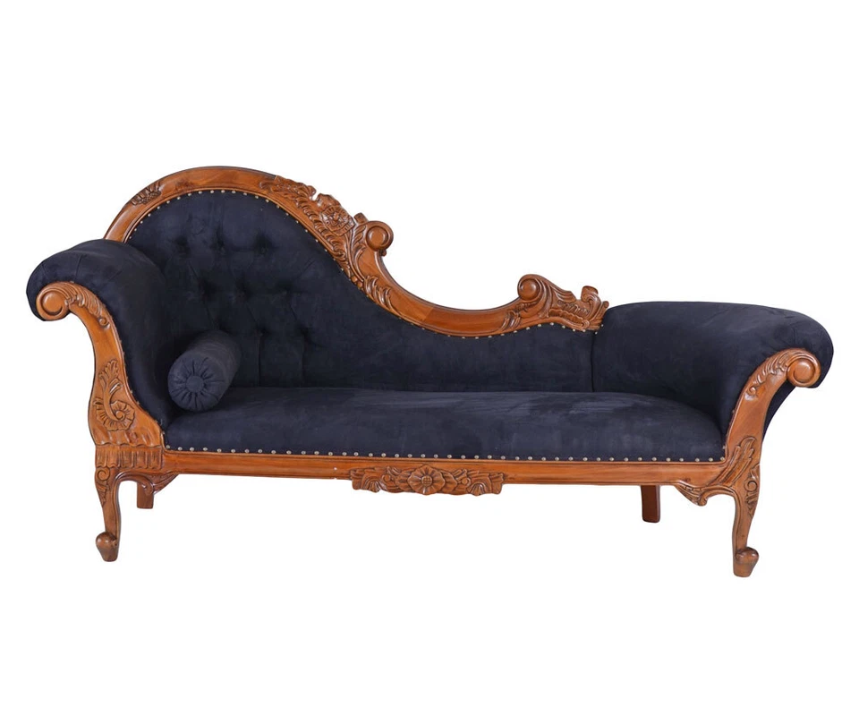 Boudoir sofa chiselongue Empire style recamiere mahogany wood ottoman carvings - Image 1 of 1