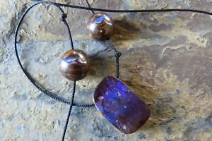 Collier cordon, 3 opales boulder, longueur réglable de 45 à 69 cm - Imagen 1 de 12