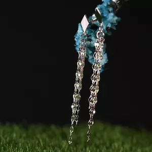 Orecchini pendenti a goccia in argento sterling 925 catena attorcigliata lucida - Foto 1 di 4