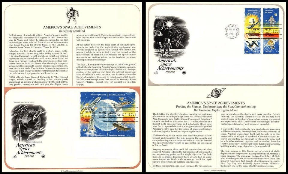 1981 America's Space Achievements Sc 1912-1919 FDC PCS technology rockets - Image 1 of 1