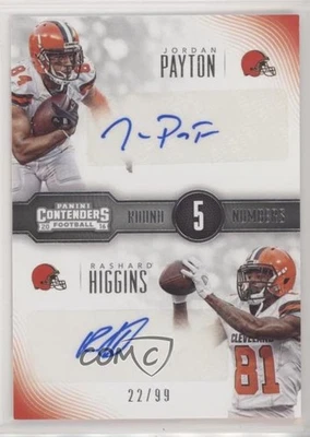 2016 Panini Contenders Round Numbers Dual Auto /99 Jordan Payton Rashard Higgins - Image 1 of 3