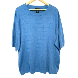 Cezani Silk Cotton Blend Pullover Sweater Mens Size XL Blue Classic Quiet Luxury - Picture 1 of 7