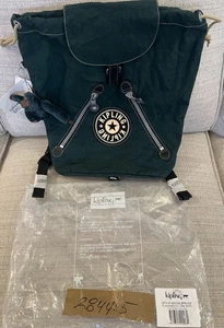 Zaino Tumi nuovo con etichette Kipling verde fondamentale con coulisse e ciondolo scimmia Patricia - Foto 1 di 10