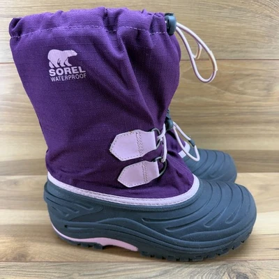 Sorel Youth Big Kids Boots Size 4 Super Trooper Snow Winter Waterproof Purple - Image 1 of 4
