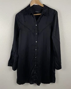 Equipment C Kate Moss Womens M Black 100% Silk Long Sleeve Button Up Western - Picture 1 of 6