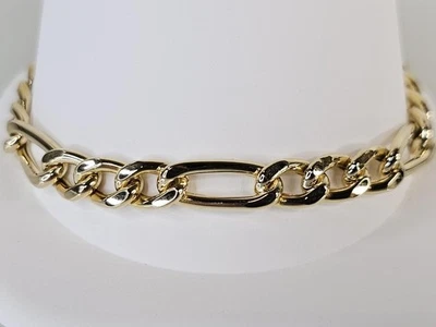 Brazalete Tenis Cadena Figaro Hueco 7.5" Oro Amarillo 14K 7mm 10.5G (AM1088699) Foto 1 de 4