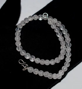 Collar de piedras preciosas de cuarzo rosa natural de plata de ley 925 cadena de 24" como se ve AAA - Imagen 1 de 9