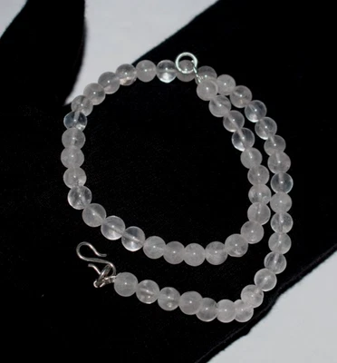 Naturale Quarzo Rosa Gemma Collana 925 Argento Sterling 24 " Stringa come Visto - Immagine 1 di 4