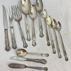 13 Pcs WM Rogers Extra Plate Original Rogers Serving Utensils Ice tea Spoons Vtg - Picture 1 of 15