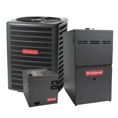 Goodman 4 Ton 14.5 SEER2 AC, 80%, 100K BTU Gas Furnace System, Horizontal, R-32 - Image 1 of 4