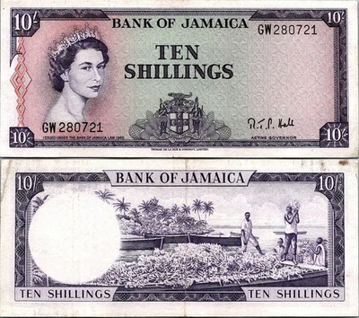 Jamaica 10 Shillings 1964 Pick # 51Be XF - Image 1 of 2