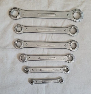 6 Vintage Indestro Double Box End Ratcheting Wrench Lot 1/4" - 7/8" Made In USA - Picture 1 of 24