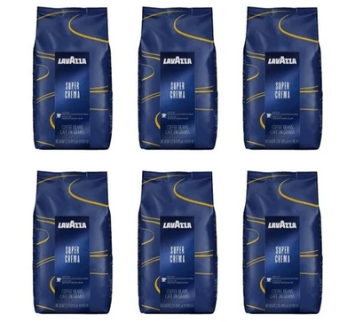6 Lavazza Super Crema Whole Bean Coffee Medium Espresso Roast 2.2 lb (Pack of 6)