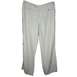 Pantalones chinos London Jean para mujer talla 8 marfil 100 % lino pierna ancha playa relajada - Imagen 1 de 7