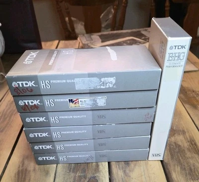 Lote de 6 cintas de casete TDK calidad premium HS T-120 VHS paquete gris NUEVO + GRATIS Foto 1 de 2