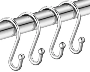 Nickel Shower Curtain Hooks Rust Proof Shower Curtain Rings for Bathroom Set o - Picture 1 of 7