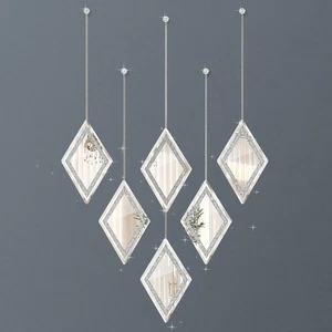 Espejos pared decorativos diamante set 6 sin marco con cadena plata - Picture 1 of 12