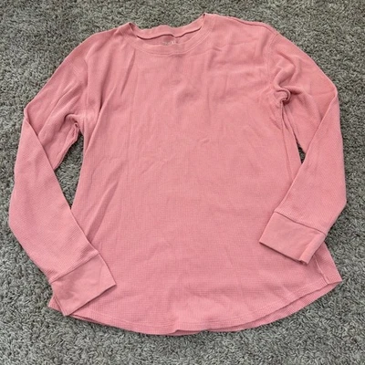 Time and Tru Women's Long Sleeve Waffle Knit Top Size L (12-14) Pink - Image 1 of 4