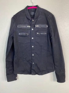 Tripp NYC Black Denim Jacket Men size Small Skull Buttons Grunge Goth Snap Punk - Picture 1 of 20