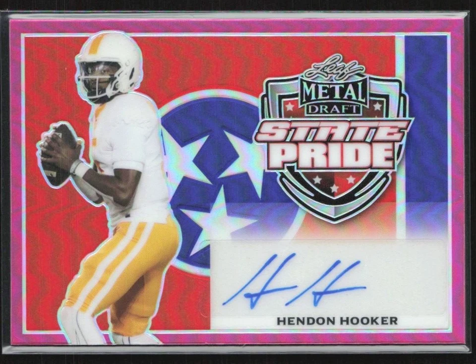 Hendon Hooker 2022 Leaf Metal Draft State Pride rismatic Pink Auto /20 #SP-HH1 - Image 1 of 3