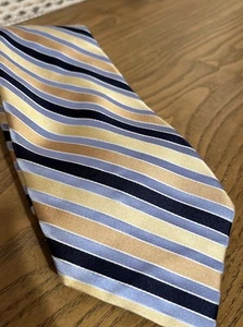 Corbata Stafford Executive dorada azul gris 100 % seda importada de colección - Imagen 1 de 4